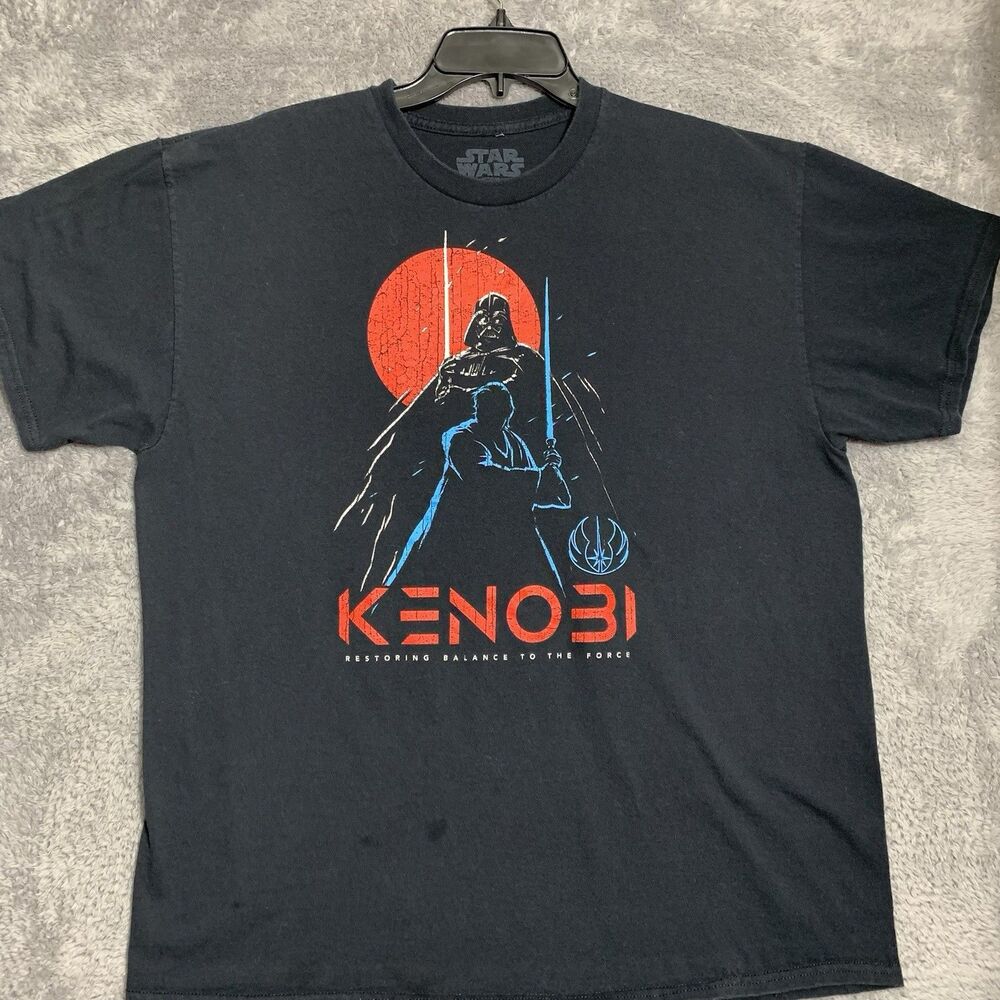 Star Wars Kenobi T-Shirt Mens XL Black Darth Vader‎ Obi-Wan Graphic Tee Cotton